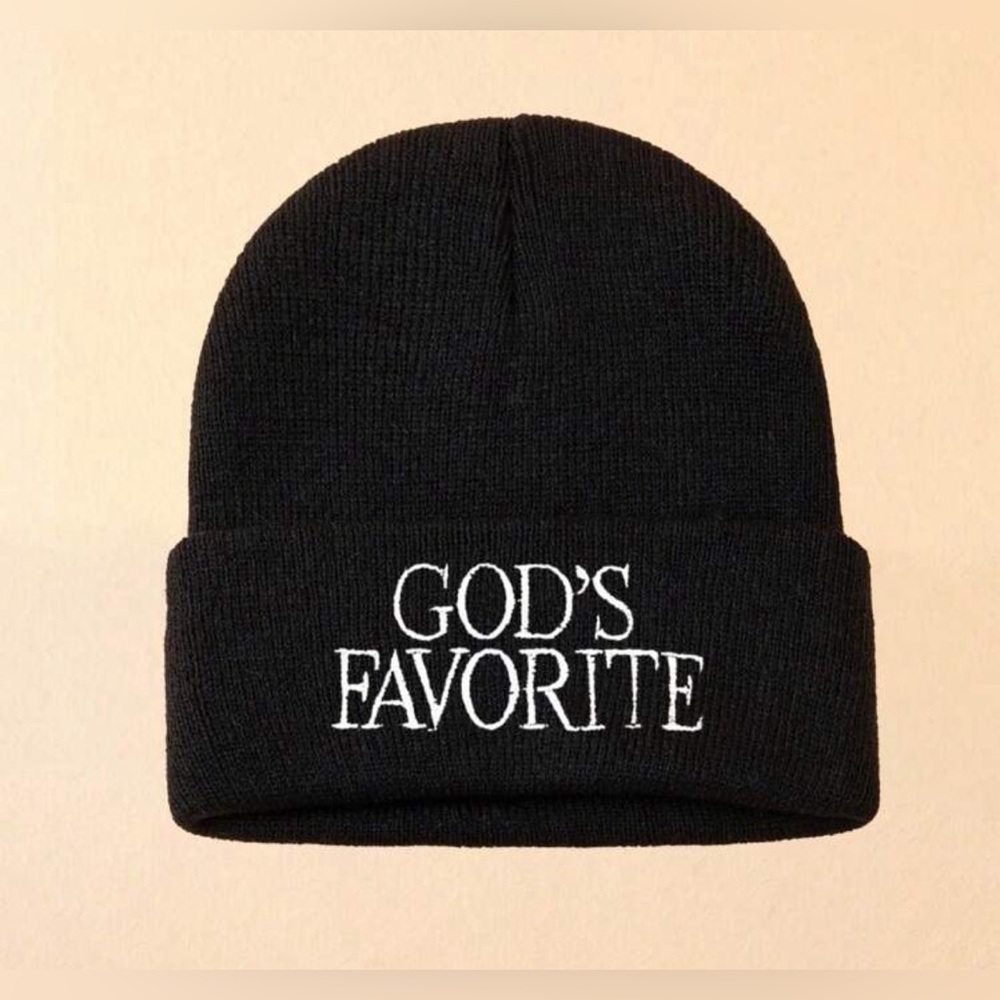 GOD‘s FAVORITE Black Beanie Hat OS NEW